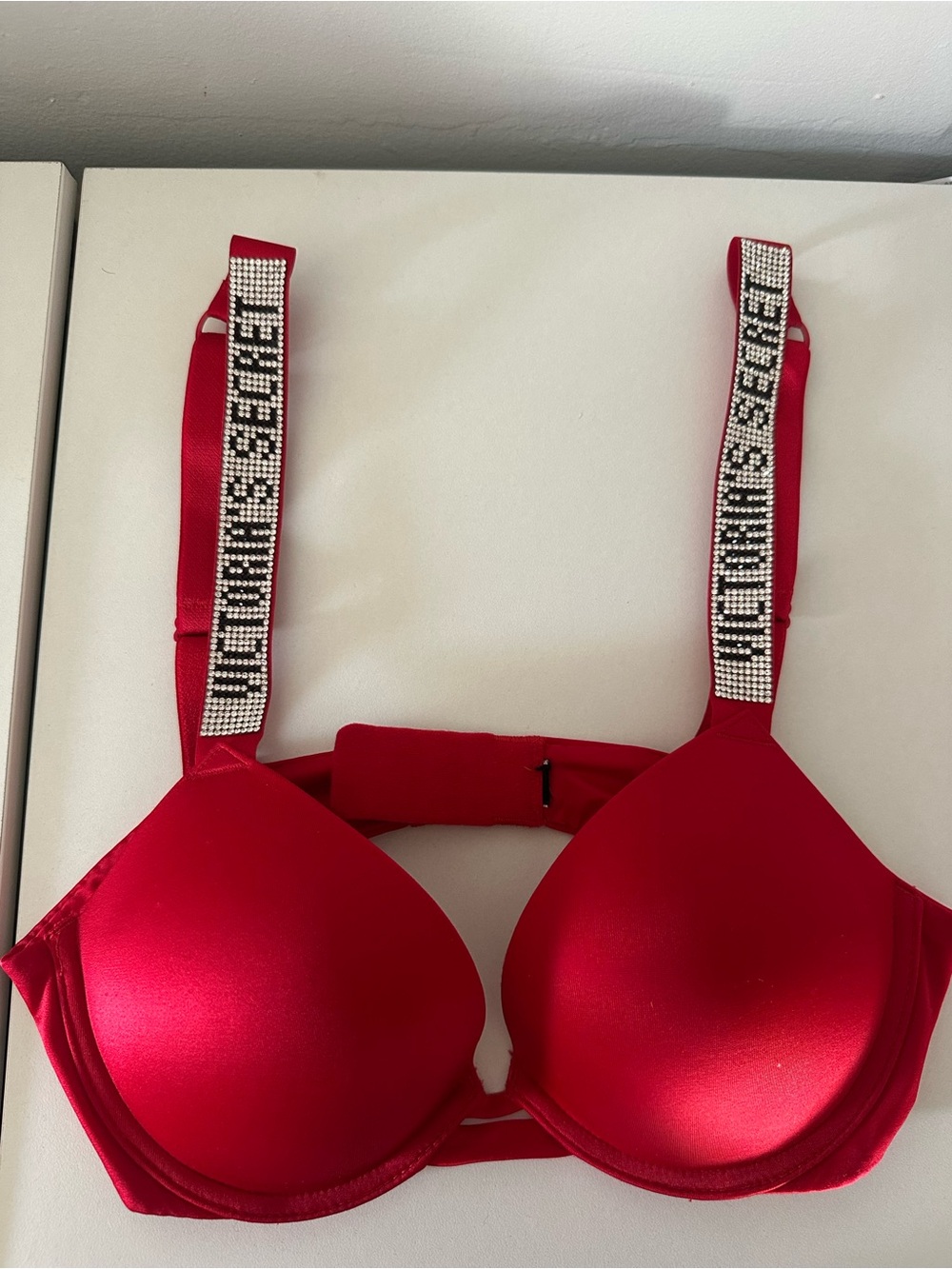 Victoria's Secret Red Rhinestone-Trim Push-Up Bra